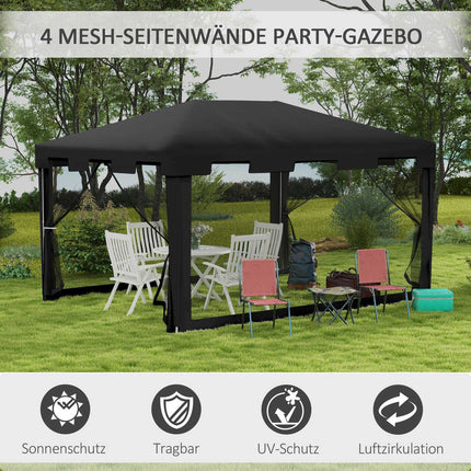 Outdoor-Pavillon-Partyzelt mit Netzseitenwänden, 4x3m, dunkelgrau