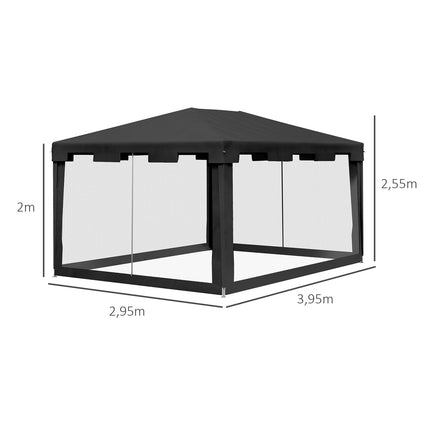 Outdoor-Pavillon-Partyzelt mit Netzseitenwänden, 4x3m, dunkelgrau