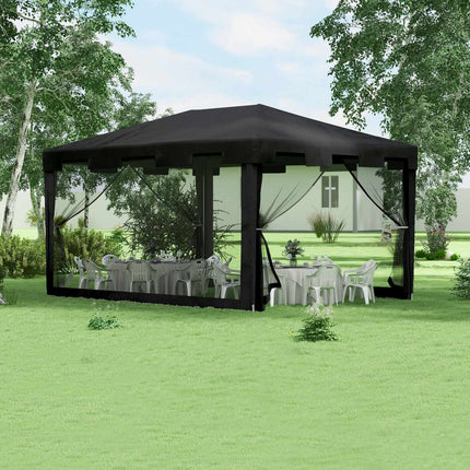 Outdoor-Pavillon-Partyzelt mit Netzseitenwänden, 4x3m, dunkelgrau