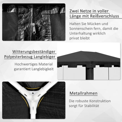 Outdoor-Pavillon-Partyzelt mit Netzseitenwänden, 4x3m, dunkelgrau