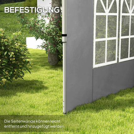 Pavillon-Seitenwände-Set, 3x3/3x4m, wasserdicht, hellgrau