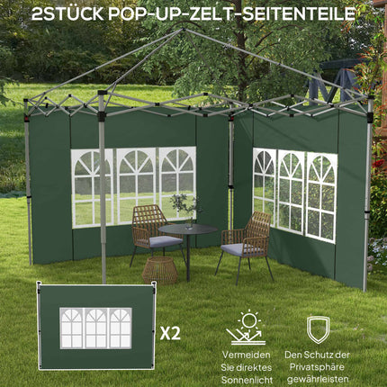 Pavilion Sidewalls Set with Windows, Waterproof, Green