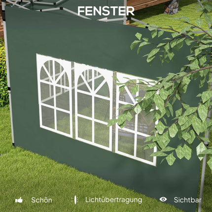 Pavilion Sidewalls Set with Windows, Waterproof, Green