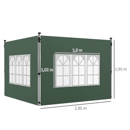 Pavilion Sidewalls Set with Windows, Waterproof, Green