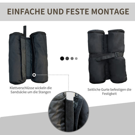Klapp-Pavillon-Standfüße, 4er-Set – robust, schwarz