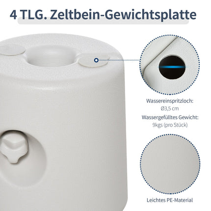 Pavillon-Zeltgewicht-Set, wasser-/sandbefüllbar, 24x25 cm