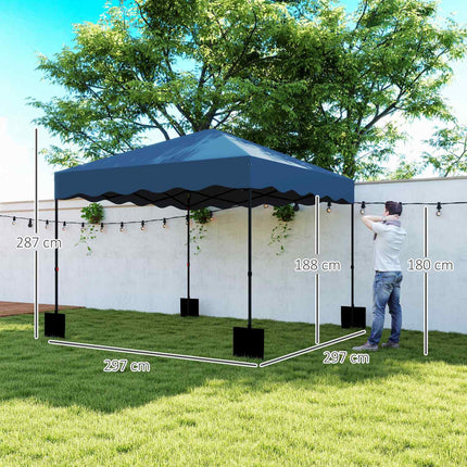 Pop-up Gartenpavillon, 3x3m, wasserabweisend, UV 50+
