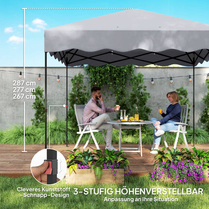 Wasserabweisender Pop-Up Pavillon, 3x3m, UV 50+, hellgrau