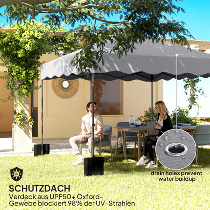 Wasserabweisender Pop-Up Pavillon, 3x3m, UV 50+, hellgrau