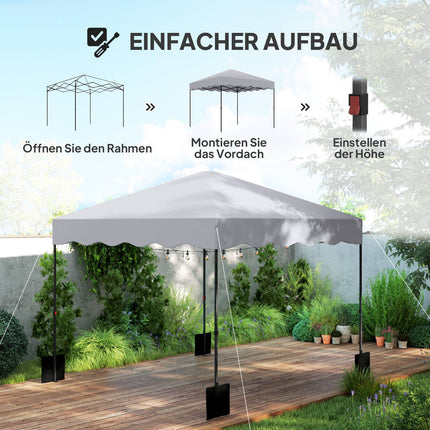 Wasserabweisender Pop-Up Pavillon, 3x3m, UV 50+, hellgrau