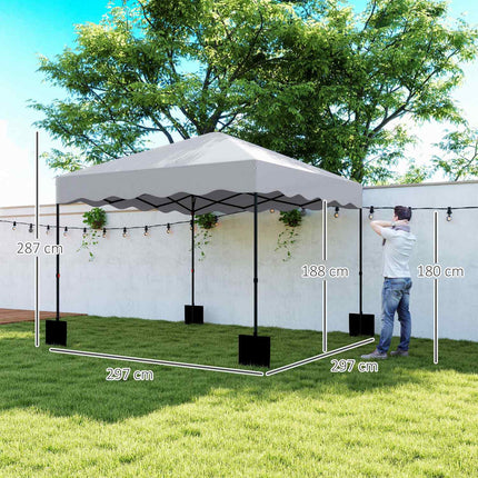 Wasserabweisender Pop-Up Pavillon, 3x3m, UV 50+, hellgrau