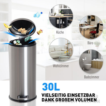 30-Liter-Treteimer aus Edelstahl mit Inneneimer