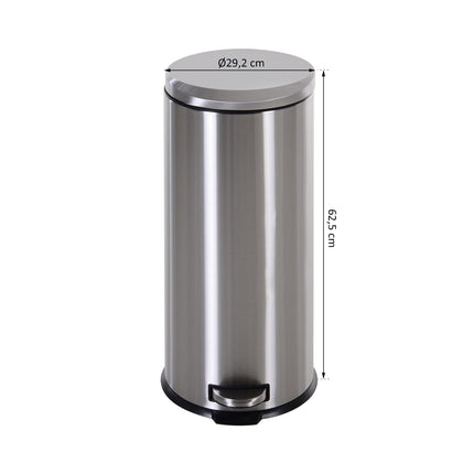 Treteimer 30L aus Edelstahl mit Soft-Close-Deckel