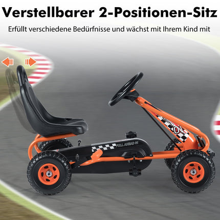 Pedal Go Kart for Kids, Adjustable Seat, Handbrake, 30kg Capacity