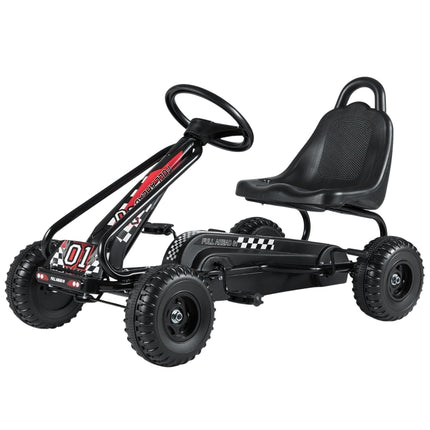 Tret-Gokart für Kinder, verstellbarer Sitz, Handbremse, Schwarz