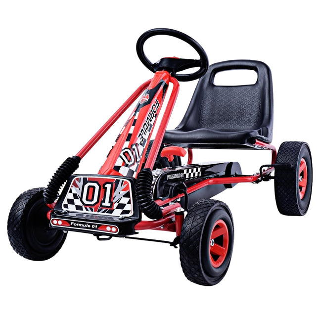 Tret-Gokart für Kinder, verstellbarer Sitz, Rot