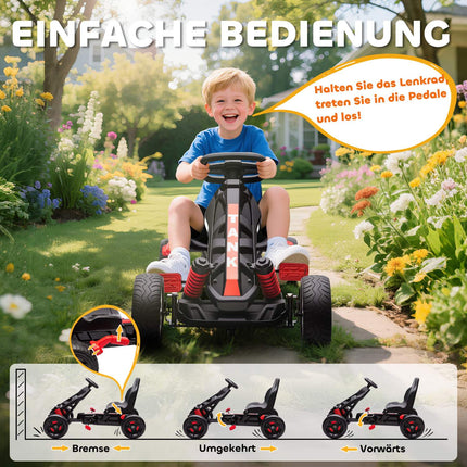 Tret-Gokart für Kinder, Bremse, rutschfeste Räder, Alter 3-6