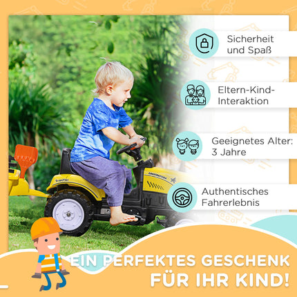 Pedal tractor for children, yellow, metal, ages 3+
