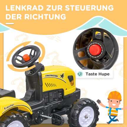 Pedal tractor for children, yellow, metal, ages 3+