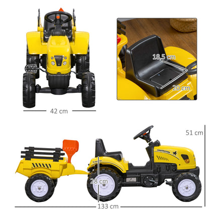 Pedal tractor for children, yellow, metal, ages 3+