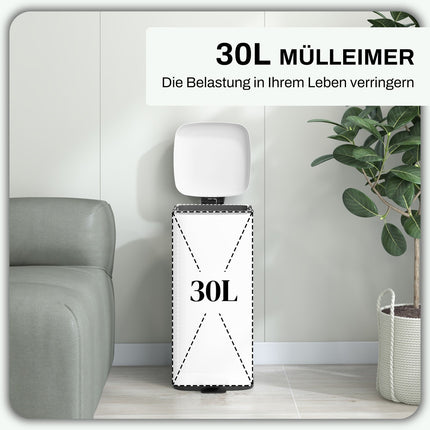 30L Treteimer mit Deckel & Inneneimer - Mülleimer aus Metall