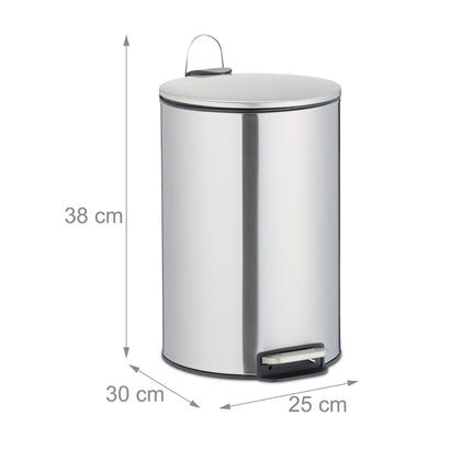 Seau à pédale en acier inoxydable 12 litres