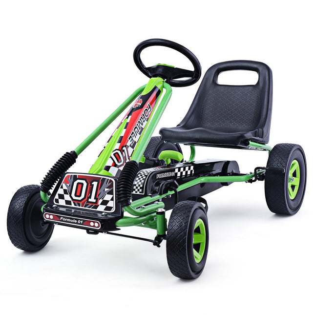 Pedal-Gokart Pedal-Aufsitzauto Kinderauto Tretfahrzeug 98 x 59 x 61cm Grün + Schwarz