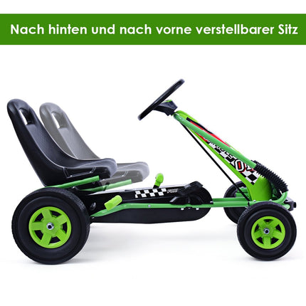Pedal-Gokart Pedal-Aufsitzauto Kinderauto Tretfahrzeug 98 x 59 x 61cm Grün + Schwarz