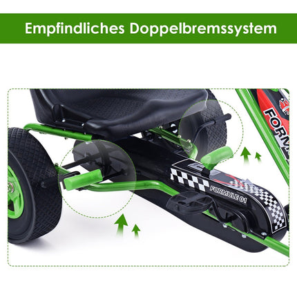 Pedal-Gokart Pedal-Aufsitzauto Kinderauto Tretfahrzeug 98 x 59 x 61cm Grün + Schwarz