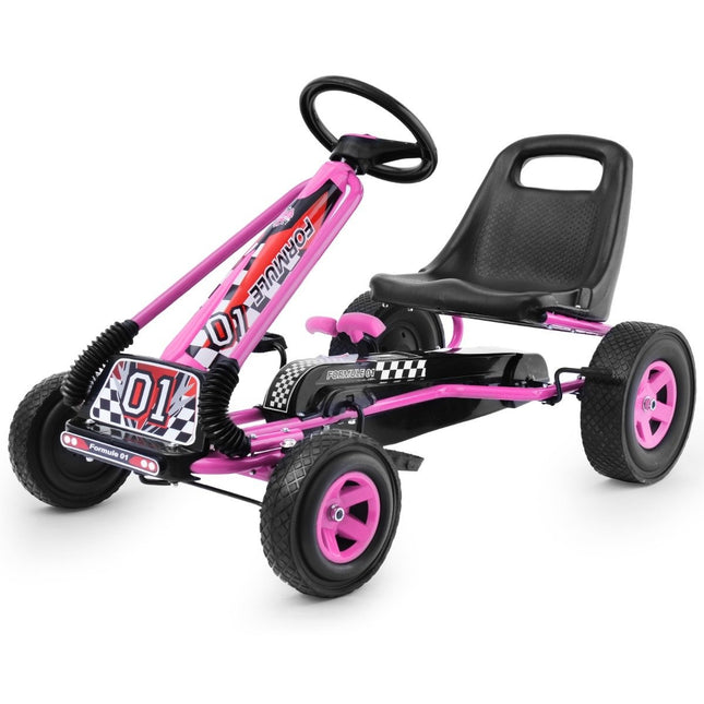 Pedal-Gokart Pedal-Aufsitzauto Kinderauto Tretfahrzeug 98 x 59 x 61cm Rosa