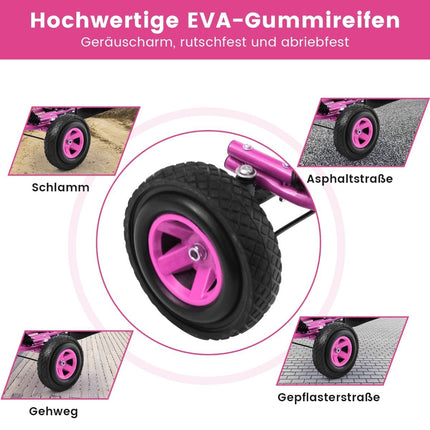 Pedal-Gokart Pedal-Aufsitzauto Kinderauto Tretfahrzeug 98 x 59 x 61cm Rosa