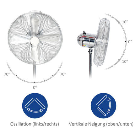 Standventilator - höhenverstellbar, 3 Geschwindigkeiten, silber