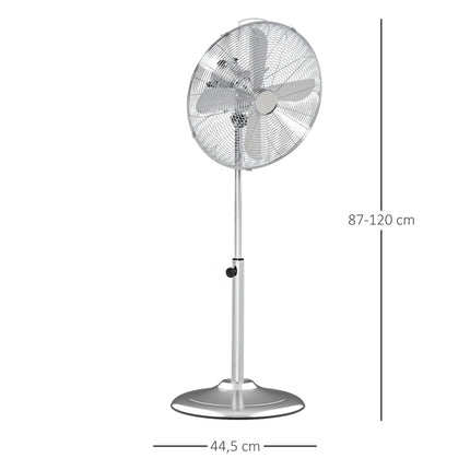 Standventilator - höhenverstellbar, 3 Geschwindigkeiten, silber