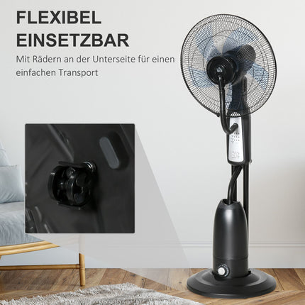 Stojanový ventilátor s mlžením, časovač, nastavitelný úhel, 3 polohy