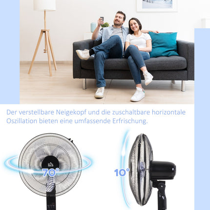 Pedestal fan with remote control, adjustable height and 3 speeds