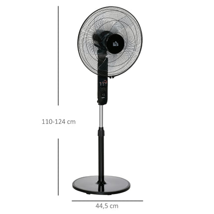 Pedestal fan with remote control, adjustable height and 3 speeds
