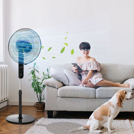 Pedestal fan with remote control, adjustable height and 3 speeds