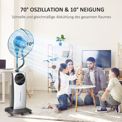Standnebelventilator 90W, 3 Luftmodi, Fernbedienung, Schwarz