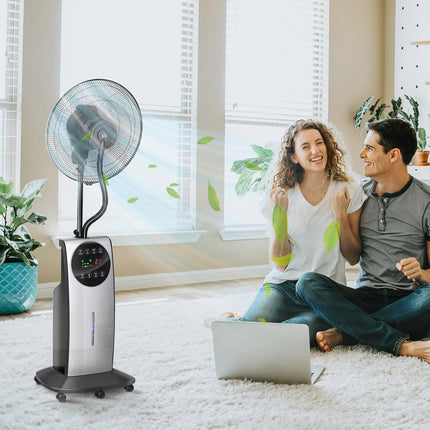 Standnebelventilator 90W, 3 Luftmodi, Fernbedienung, Schwarz
