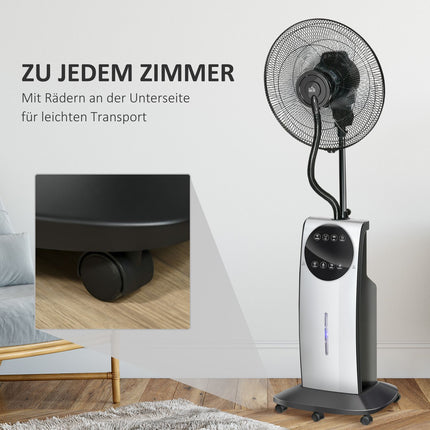 Standnebelventilator 90W, 3 Luftmodi, Fernbedienung, Schwarz