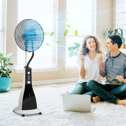 Standventilator mit Sprühfunktion, 3 Stufen, 3L Tank, Timer, schwarz
