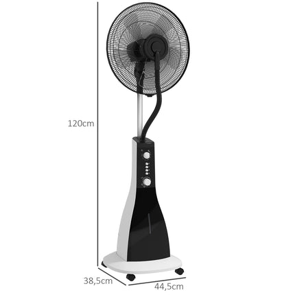 Standventilator mit Sprühfunktion, 3 Stufen, 3L Tank, Timer, schwarz