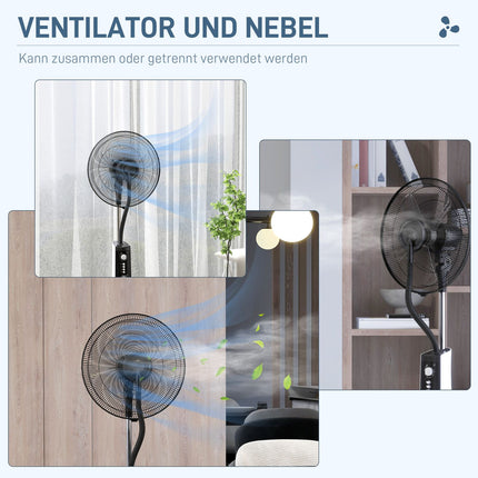 Standventilator mit Sprühfunktion, 3 Stufen, 3L Tank, Timer, schwarz