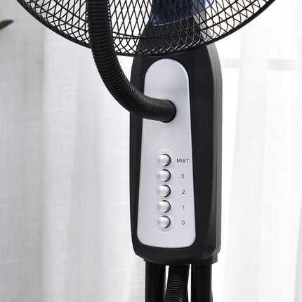 Pedestal fan with 2.8L mist, adjustable metal design
