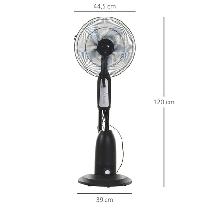 Pedestal fan with 2.8L mist, adjustable metal design