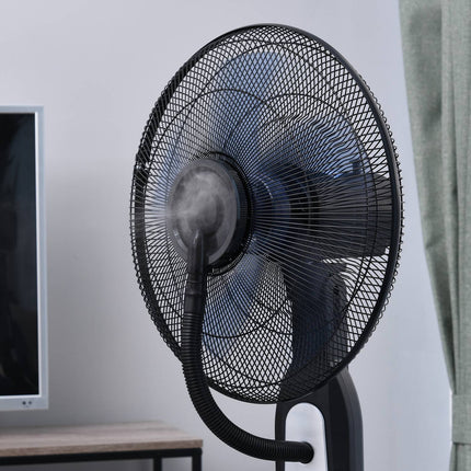 Pedestal fan with 2.8L mist, adjustable metal design