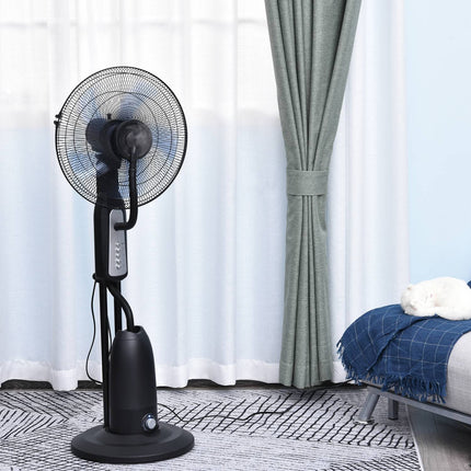 Pedestal fan with 2.8L mist, adjustable metal design