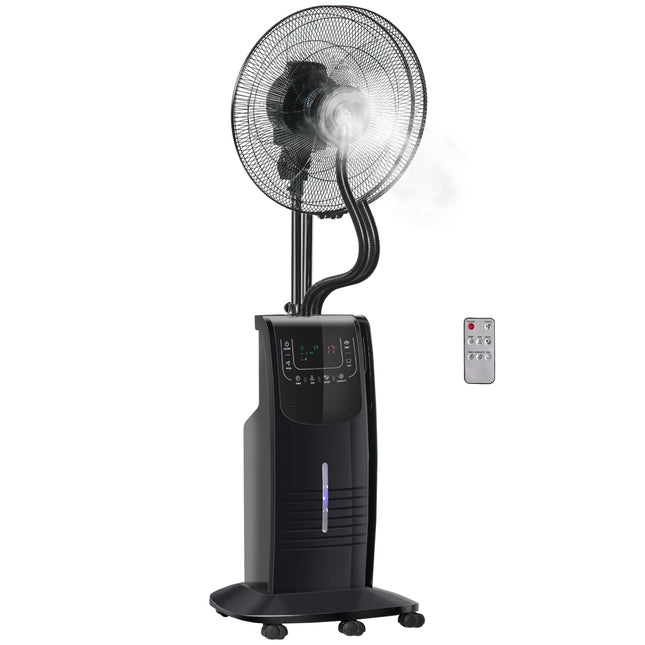 Stojanový ventilátor s mlžením, nastavitelný náklon, nádržka na vodu 3.1L