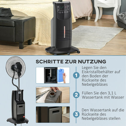 Pedestal fan with mist, adjustable tilt, 3.1L water tank