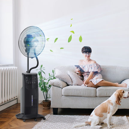 Pedestal fan with mist, adjustable tilt, 3.1L water tank